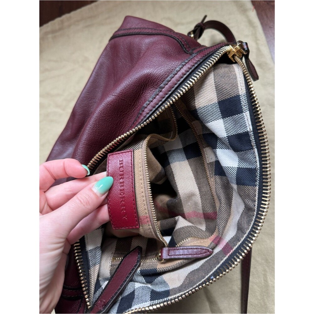 Burberry 2013 Trench Leather Ledbury Convertible Hobo Shoulder Handbag Blood Red - Picture 9 of 12